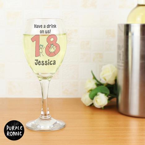 Personalised Purple Ronnie Big Age Female Wine Glass Extra Image 3